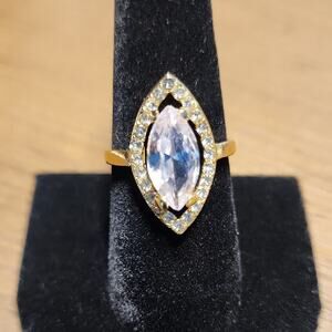 Elegant Gold and Silver Marquise Ring